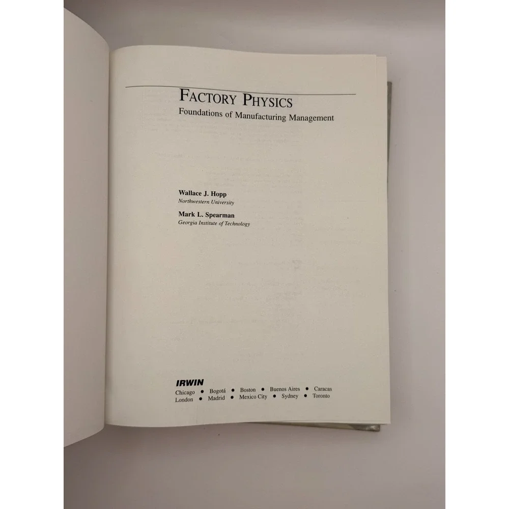 Factory Physics Hopp Spearman 1996 Hardcover Instructor Copy Manufacturing